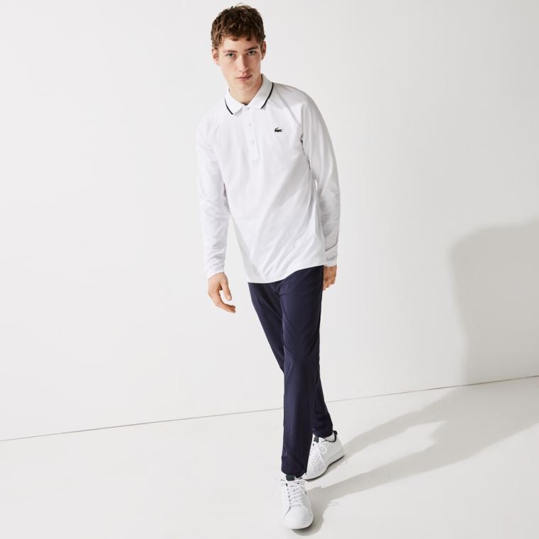 Lacoste SPORT Légáteresztő Golf Polo Shirt Fehér Sötétkék Kék | 2cYdoxUM