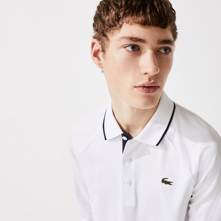 Lacoste SPORT Légáteresztő Golf Polo Shirt Fehér Sötétkék Kék | 2cYdoxUM