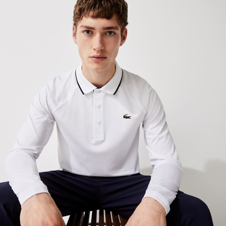 Lacoste SPORT Légáteresztő Golf Polo Shirt Fehér Sötétkék Kék | 2cYdoxUM