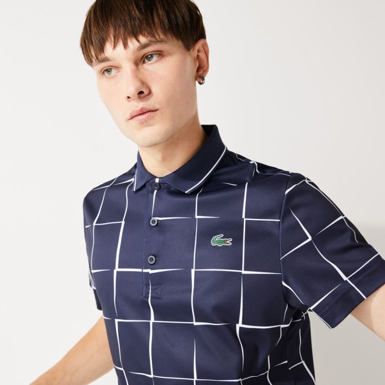 Lacoste SPORT Légáteresztő Print Piqué Tenisz Polo Shirt Bézs Piros | TWVPvaAY