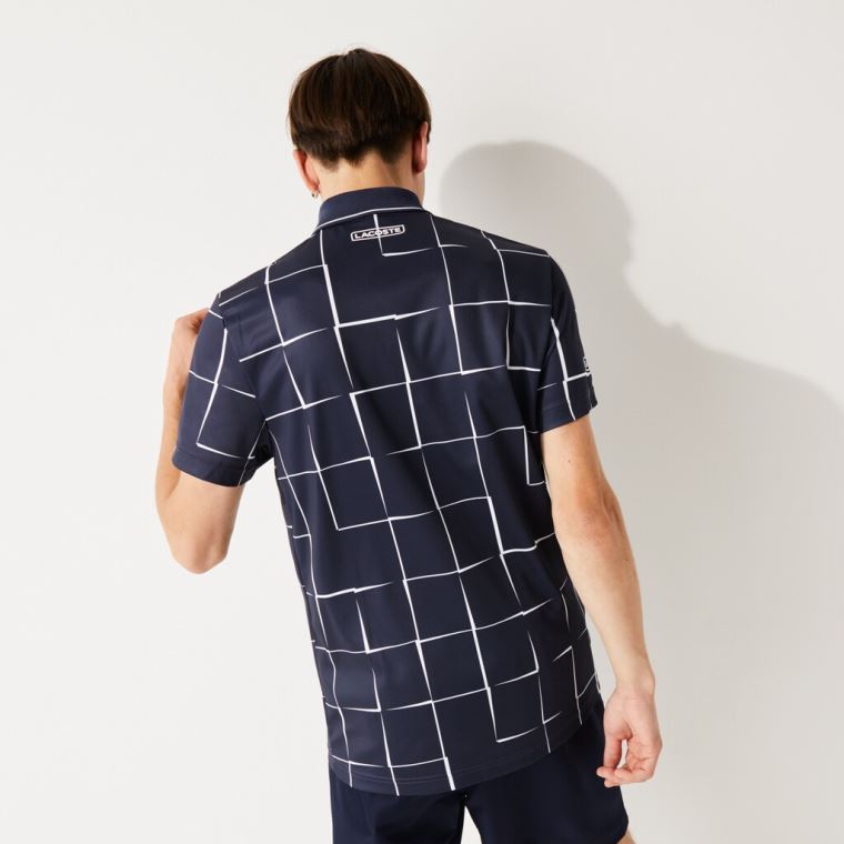 Lacoste SPORT Légáteresztő Print Piqué Tenisz Polo Shirt Bézs Piros | TWVPvaAY