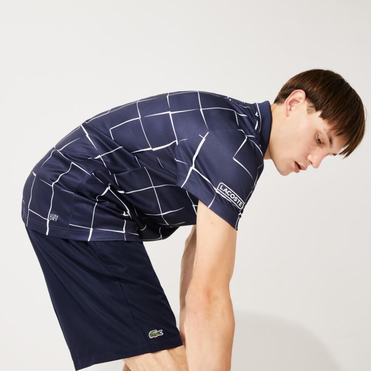 Lacoste SPORT Légáteresztő Print Piqué Tenisz Polo Shirt Bézs Piros | TWVPvaAY