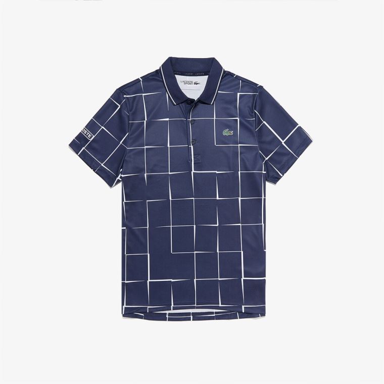 Lacoste SPORT Légáteresztő Print Piqué Tenisz Polo Shirt Bézs Piros | TWVPvaAY