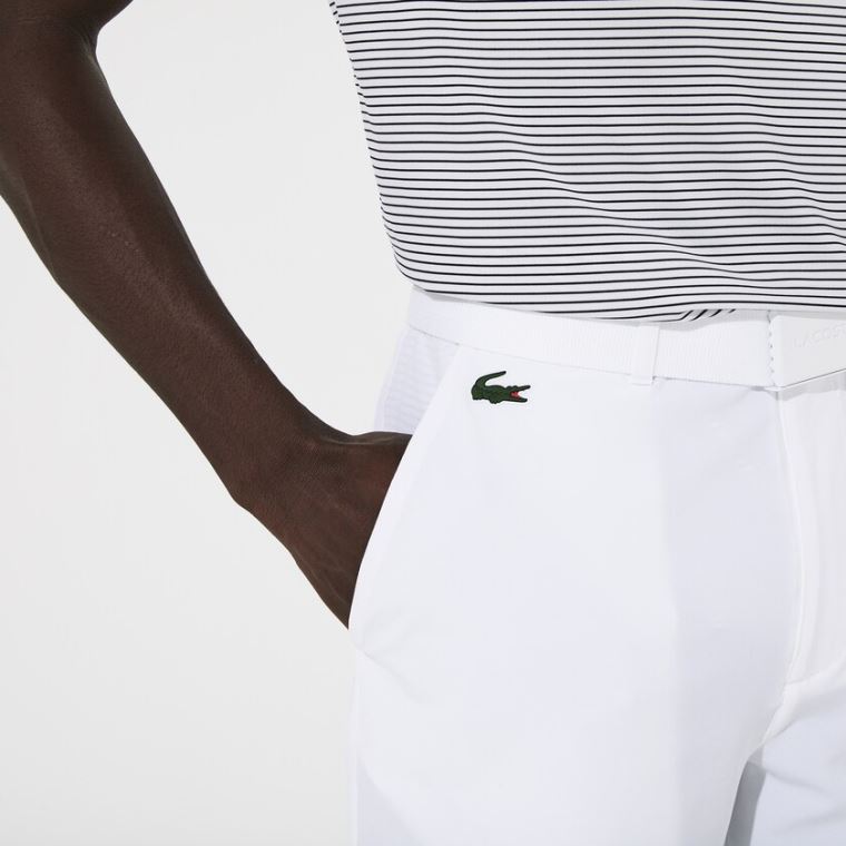 Lacoste SPORT Légáteresztő Stretch Golf Bermudas Fehér | 5VrsVIRz