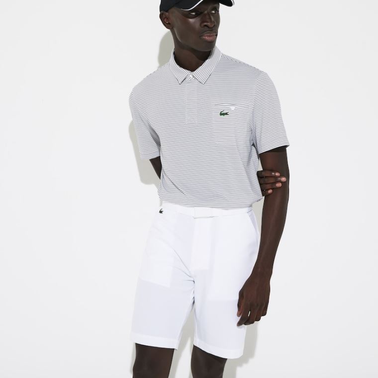 Lacoste SPORT Légáteresztő Stretch Golf Bermudas Fehér | 5VrsVIRz