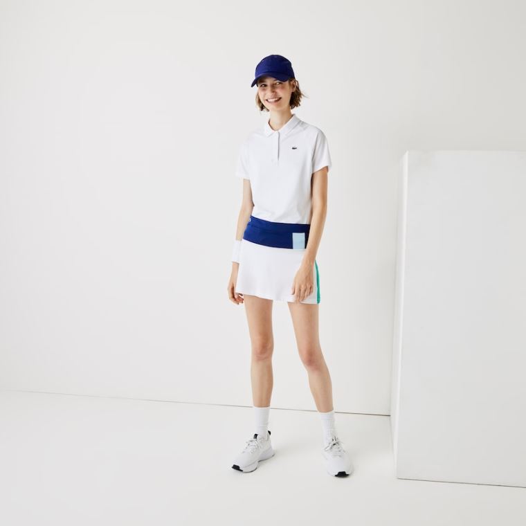 Lacoste SPORT Légáteresztő Stretch Tenisz Skirt Kék Fehér Sárga Kék Zöld | WBFHQsSe