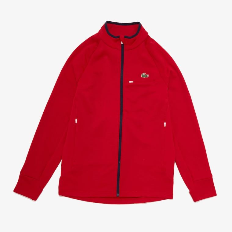 Lacoste SPORT Légáteresztő UV Protection Zip Sweatshirt Piros Fehér Sötétkék Kék | Pgq65RHf