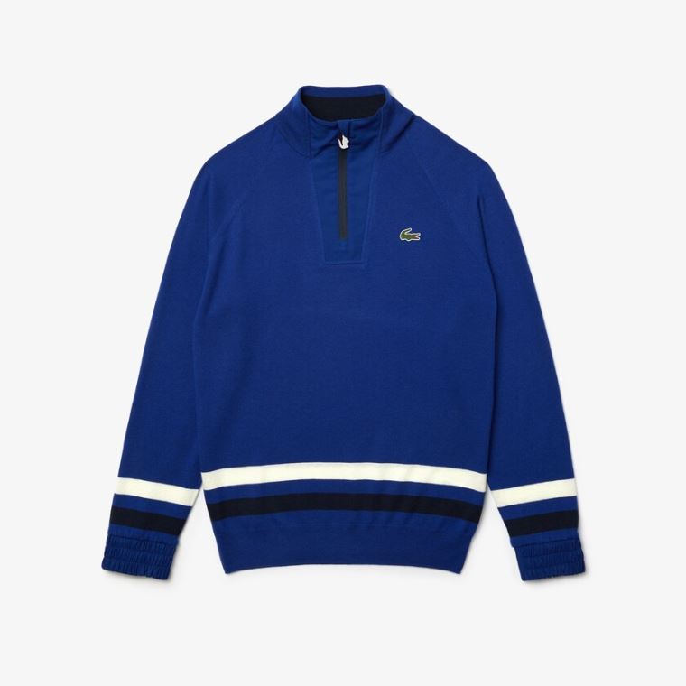 Lacoste SPORT Légáteresztő Wool Golf Pulóver Kék Sötétkék Kék Fehér | 7YpOwOv6