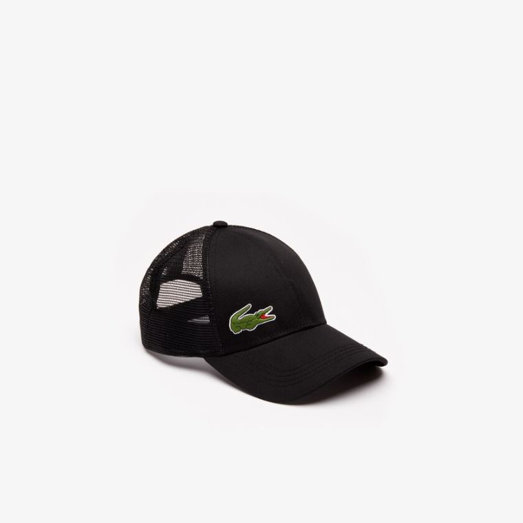 Lacoste SPORT Mesh Panel Pamut Cap Fekete | N9uq423f