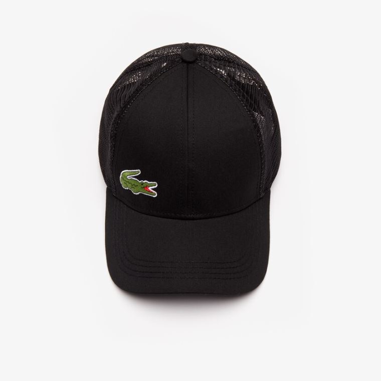 Lacoste SPORT Mesh Panel Pamut Cap Fekete | N9uq423f