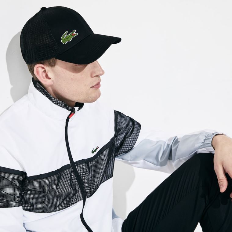 Lacoste SPORT Mesh Panel Pamut Cap Fekete | N9uq423f