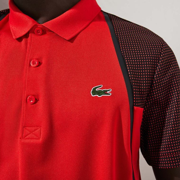 Lacoste SPORT Mesh Sleeved Légáteresztő Tenisz Polo Shirt Piros Fehér Fekete | Gupn7HpQ