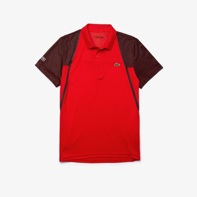 Lacoste SPORT Mesh Sleeved Légáteresztő Tenisz Polo Shirt Piros Fehér Fekete | vKEAbGNY