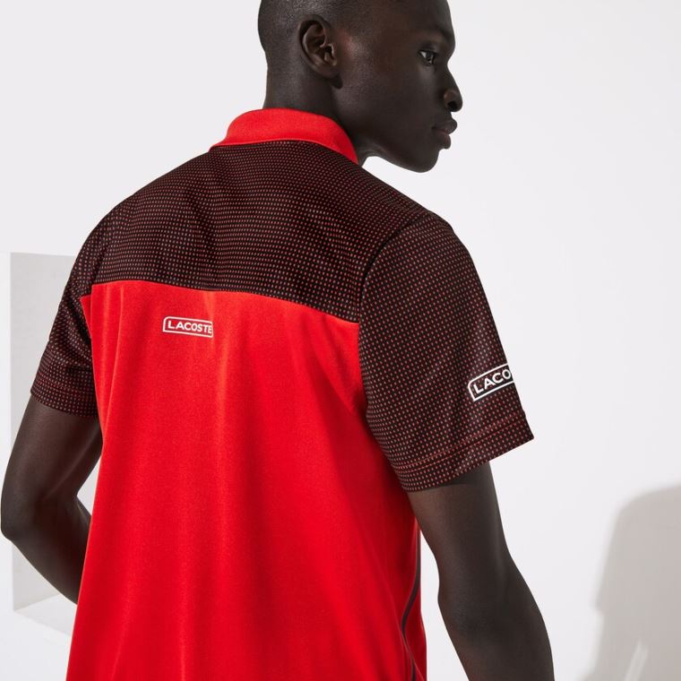 Lacoste SPORT Mesh Sleeved Légáteresztő Tenisz Polo Shirt Piros Fehér Fekete | vKEAbGNY