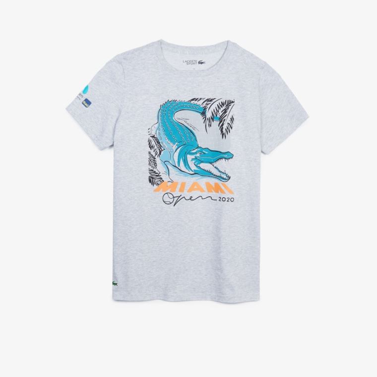 Lacoste SPORT Miami Open Crocodile Print T-shirt Szürke | 3xDrmDG2