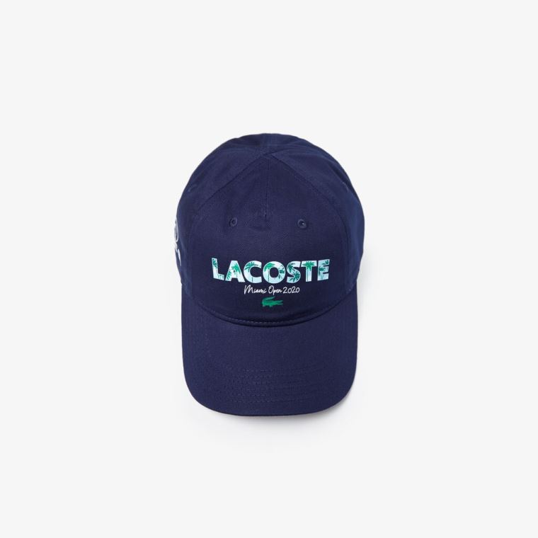 Lacoste SPORT Miami Open Print Pamut Cap Sötétkék Kék Fehér | hqs3Befa