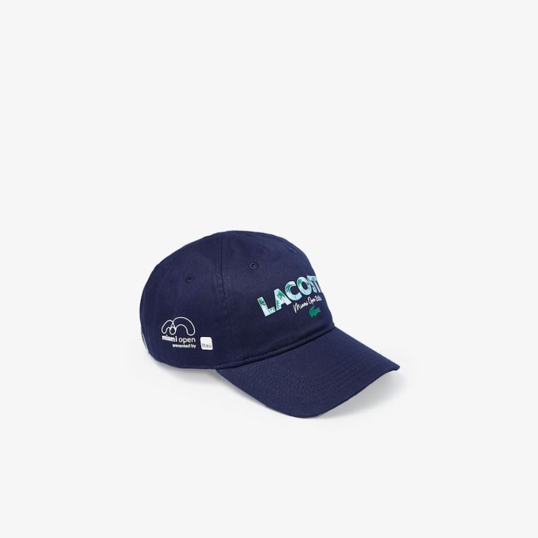 Lacoste SPORT Miami Open Print Pamut Cap Sötétkék Kék Fehér | hqs3Befa