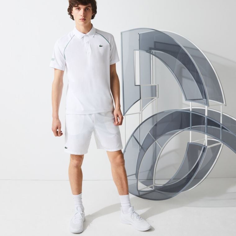 Lacoste SPORT Novak Djokovic Légáteresztő Ultra-Light Polo Shirt Fehér Zöld | KYUdRgHS