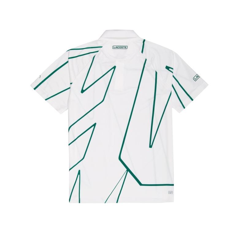 Lacoste SPORT Novak Djokovic Printed Légáteresztő Polo Shirt Fehér Zöld | 2J0heIDR