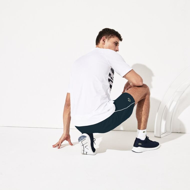 Lacoste SPORT Novak Djokovic Stretch Print Jersey Polo Fehér Sötétkék Kék | hqvjJWlM