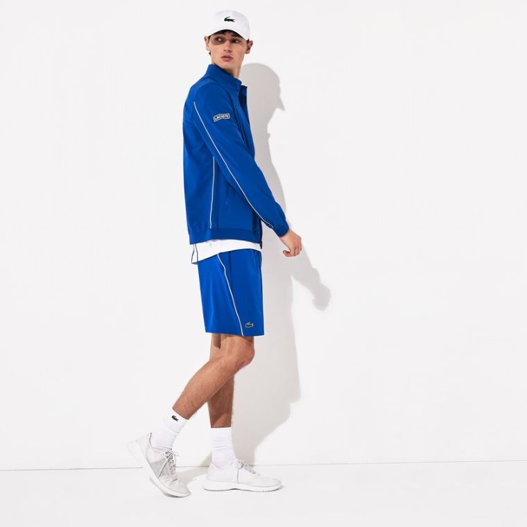 Lacoste SPORT Novak Djokovic Textured Zip Jacket Kék Fehér | 77KoD7jL