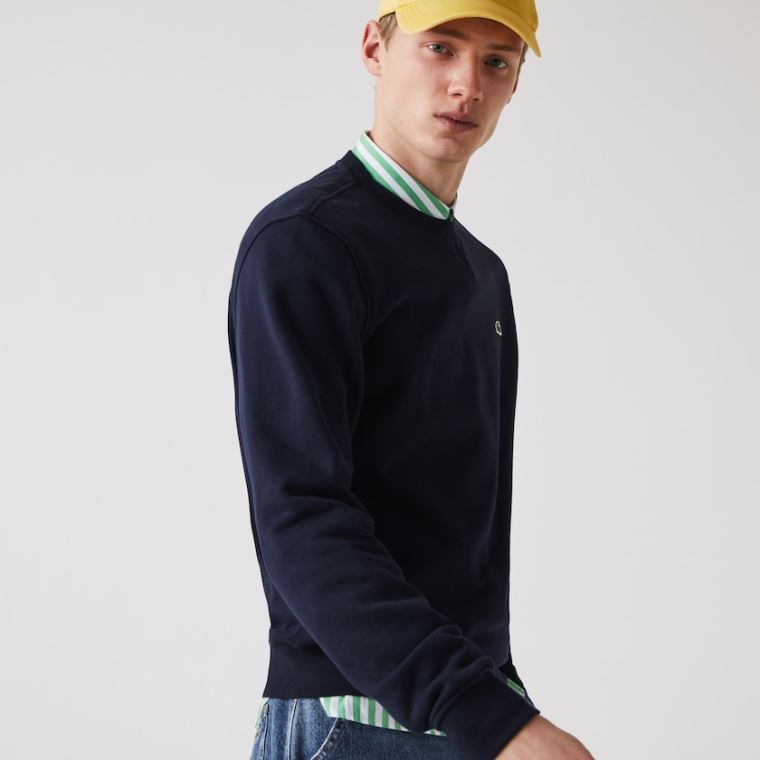 Lacoste SPORT Pamut Blend Fleece Sweatshirt Sötétkék Kék | aFscvxgl