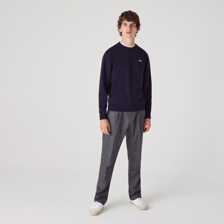 Lacoste SPORT Pamut Blend Fleece Sweatshirt Sötétkék Kék | aFscvxgl