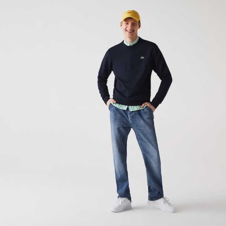 Lacoste SPORT Pamut Blend Fleece Sweatshirt Sötétkék Kék | aFscvxgl