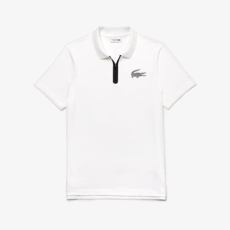 Lacoste SPORT Pamut Jersey Polo Fehér Fekete | IPgo7dc3