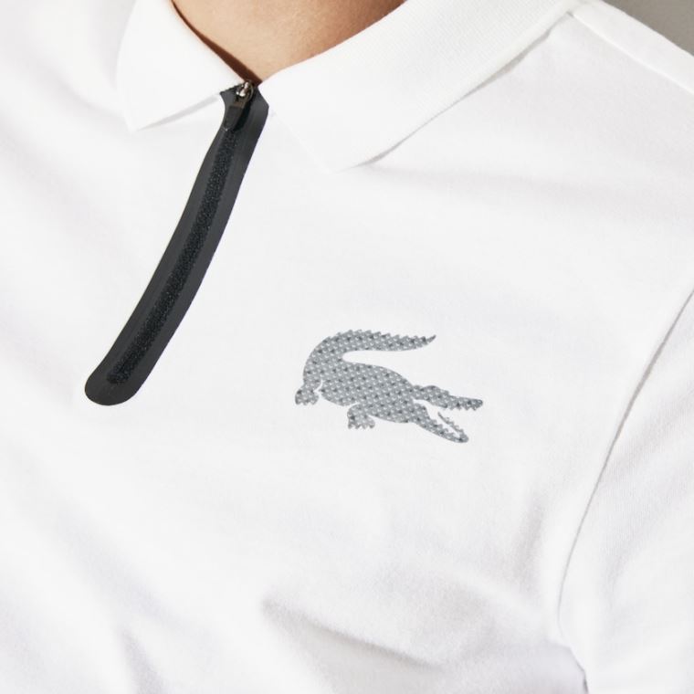 Lacoste SPORT Pamut Jersey Polo Fehér Fekete | IPgo7dc3