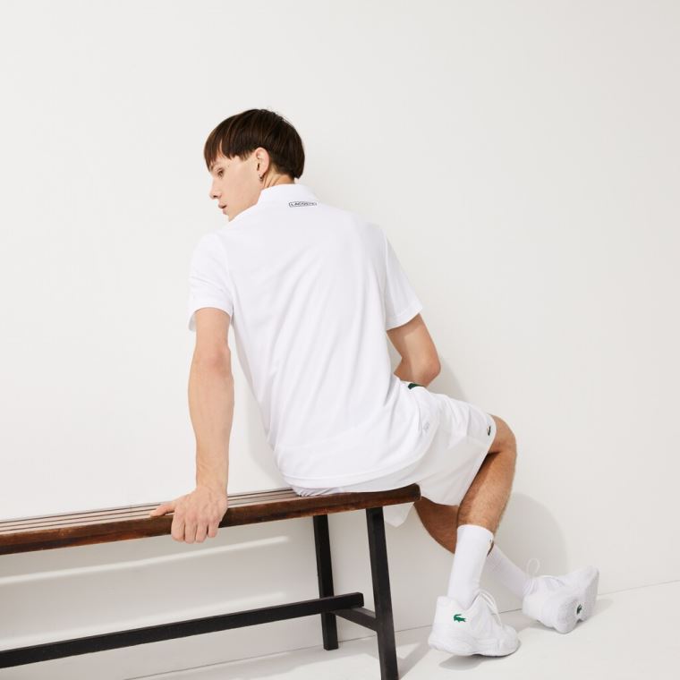 Lacoste SPORT Paneled Légáteresztő Piqué Tenisz Polo Shirt Sötétkék Kék Fehér | REtdOykE