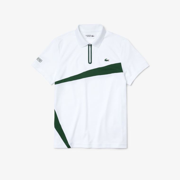 Lacoste SPORT Paneled Légáteresztő Piqué Tenisz Polo Shirt Sötétkék Kék Fehér | REtdOykE