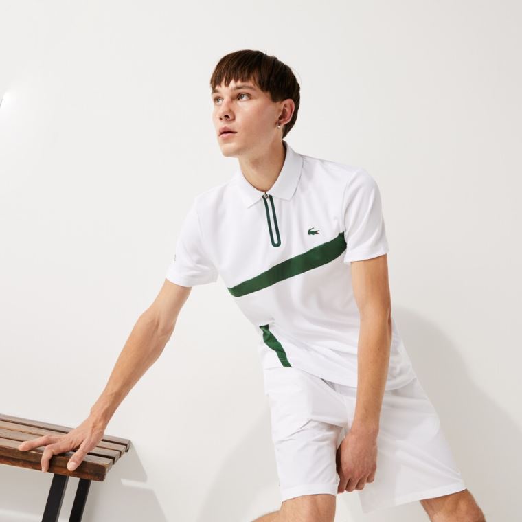 Lacoste SPORT Paneled Légáteresztő Piqué Tenisz Polo Shirt Sötétkék Kék Fehér | REtdOykE