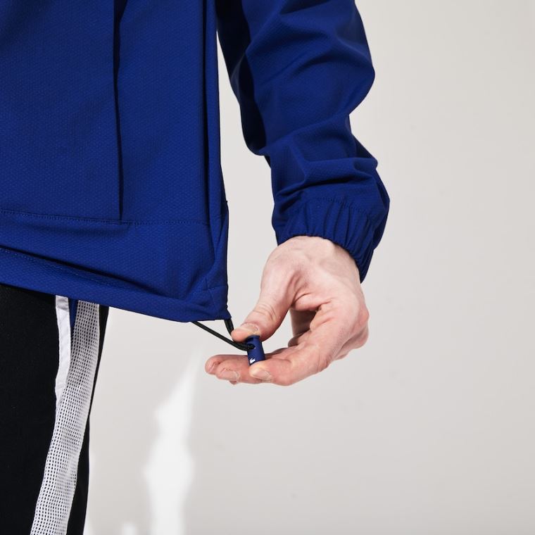 Lacoste SPORT Print-Blocked Performance Windbreaker Sötétkék Kék Fekete Fehér Kék | aJImldEM