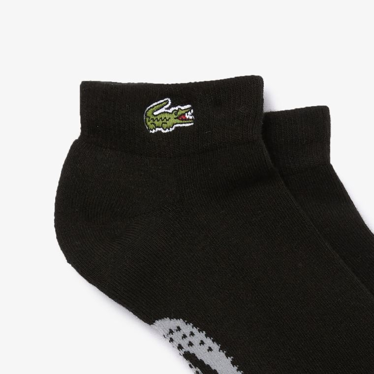 Lacoste SPORT Printed Crocodile Low-Cut Pamut Socks Fekete Szürke | 04NjiYdG