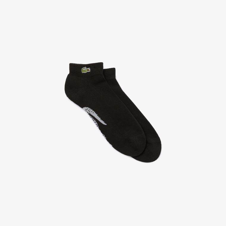 Lacoste SPORT Printed Crocodile Low-Cut Pamut Socks Fekete Szürke | 04NjiYdG