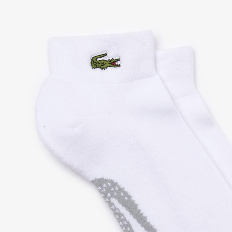 Lacoste SPORT Printed Crocodile Low-Cut Pamut Socks Fehér Szürke | P6qVzYtQ