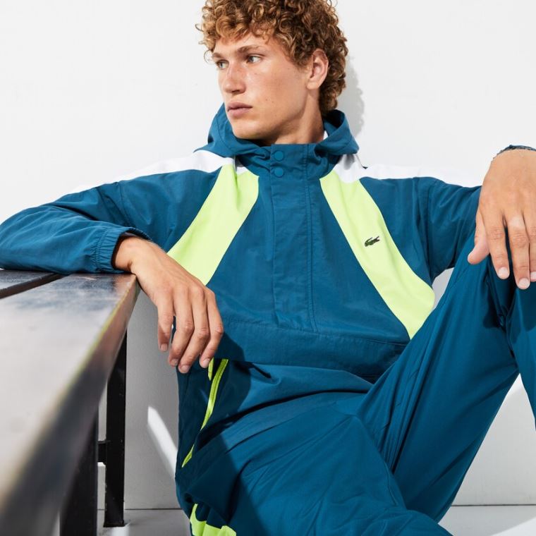 Lacoste SPORT Pullover Windbreaker Kék Sárga Fehér | VftToSqM