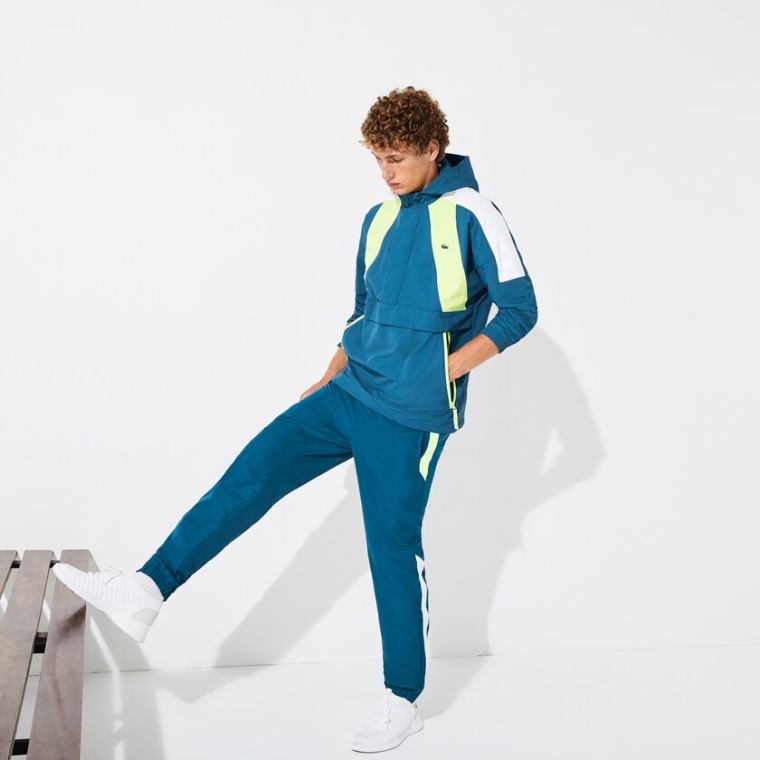 Lacoste SPORT Pullover Windbreaker Kék Sárga Fehér | VftToSqM