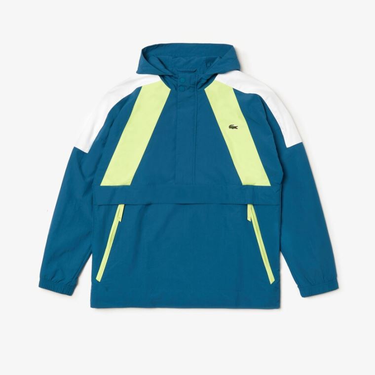 Lacoste SPORT Pullover Windbreaker Kék Sárga Fehér | VftToSqM