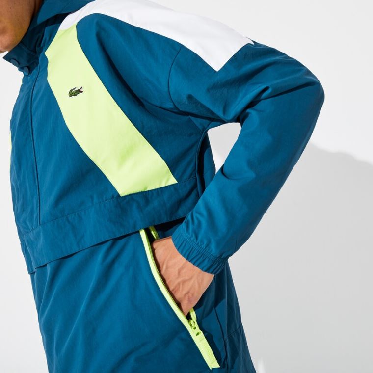 Lacoste SPORT Pullover Windbreaker Kék Sárga Fehér | VftToSqM