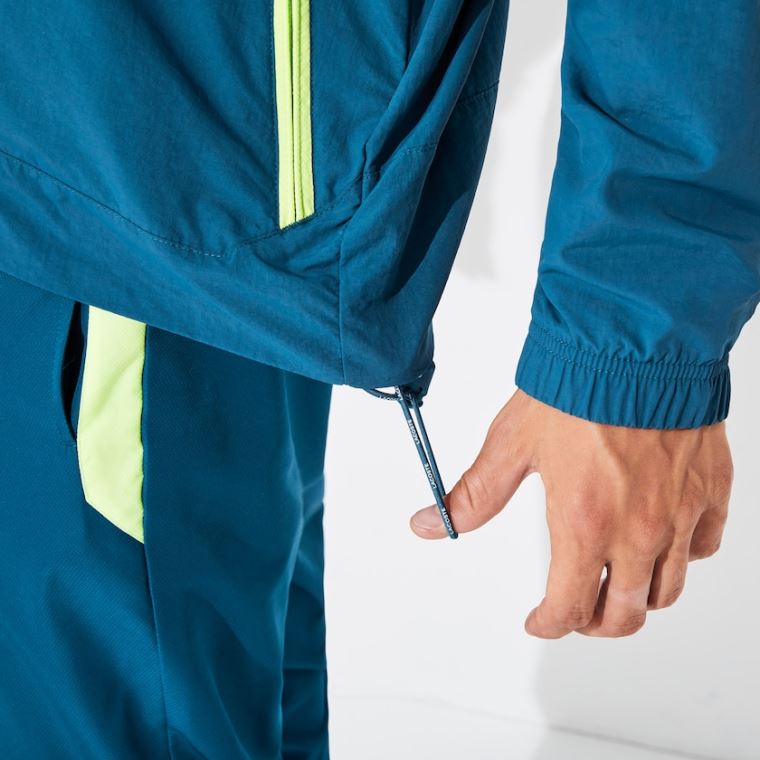 Lacoste SPORT Pullover Windbreaker Kék Sárga Fehér | VftToSqM