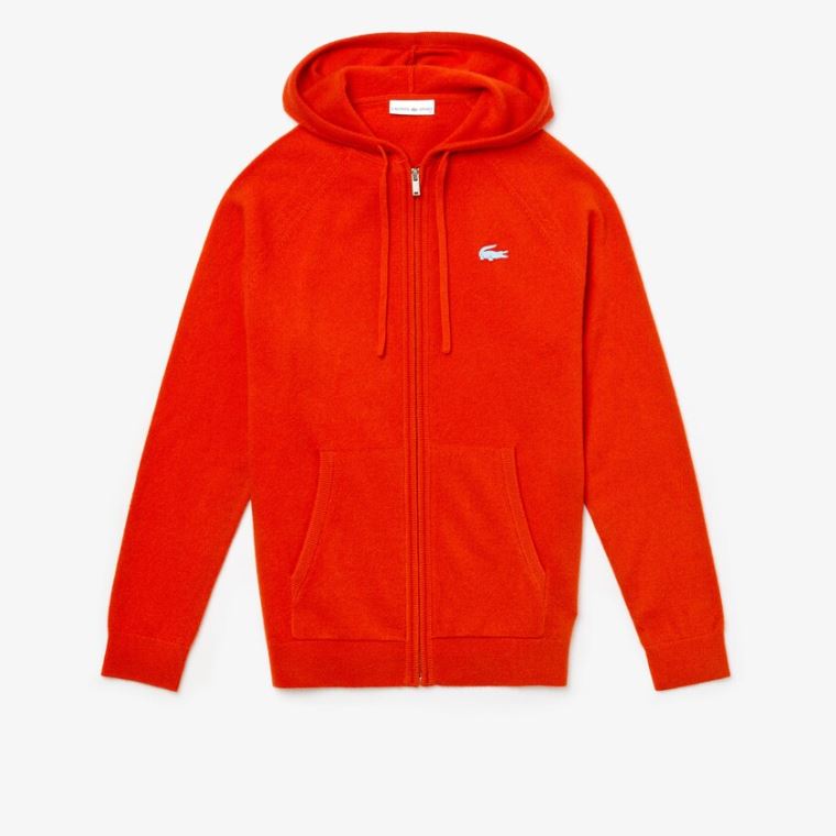 Lacoste SPORT Recycled Cashmere Zip Pulóver Piros | EsgKeHb3