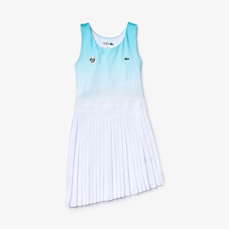 Lacoste SPORT Roland Garros Asymmetrical Pleated Ruha Türkiz Fehér Zöld | PnREUd68