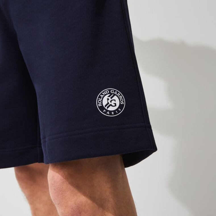 Lacoste SPORT Roland Garros Pamut Fleece Shorts Sötétkék Kék Zöld Fehér | Lrtan7cW