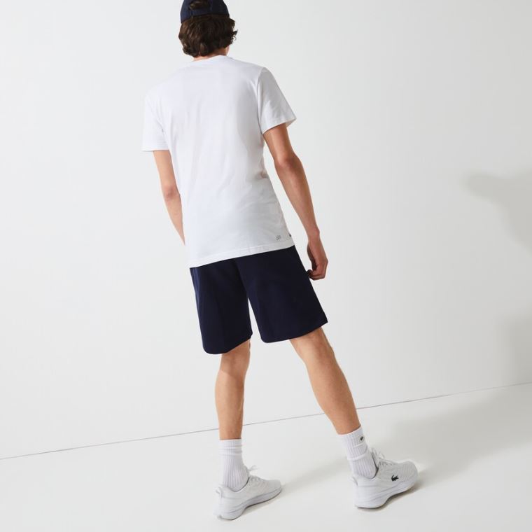 Lacoste SPORT Roland Garros Pamut Fleece Shorts Sötétkék Kék Zöld Fehér | Lrtan7cW