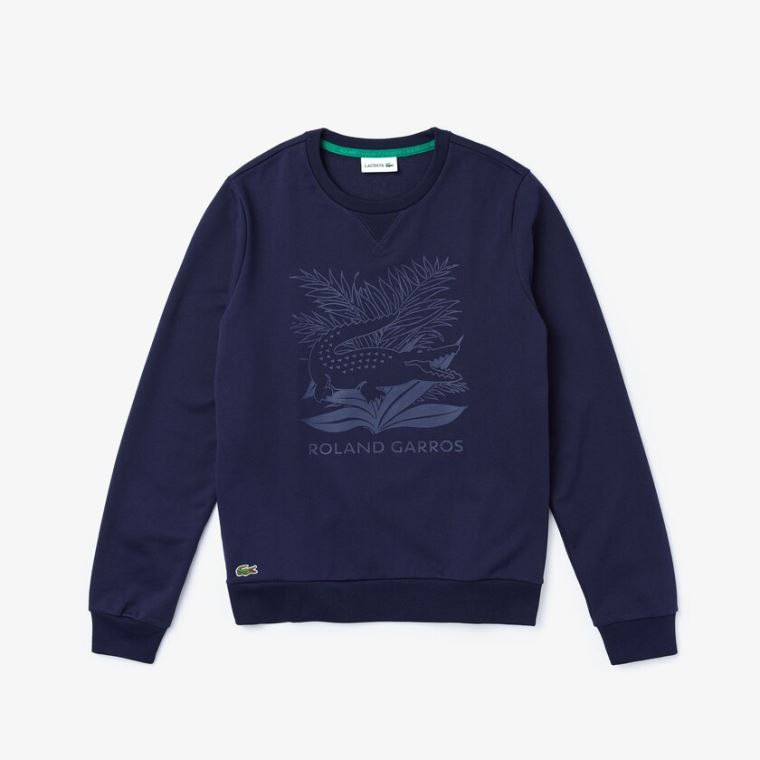 Lacoste SPORT Roland Garros Plant Print Sweatshirt Sötétkék Kék Zöld | L7Yzd3tj