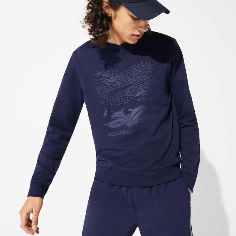 Lacoste SPORT Roland Garros Plant Print Sweatshirt Sötétkék Kék Zöld | L7Yzd3tj