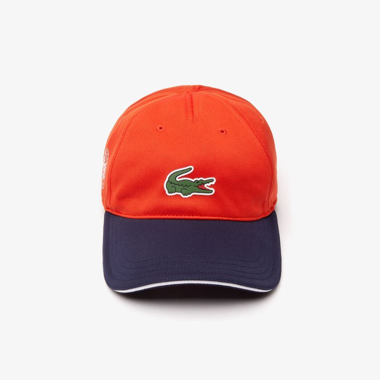 Lacoste SPORT Roland Garros Two-Tone Piqué Cap Piros Sötétkék Kék Fehér | DcVPtENA