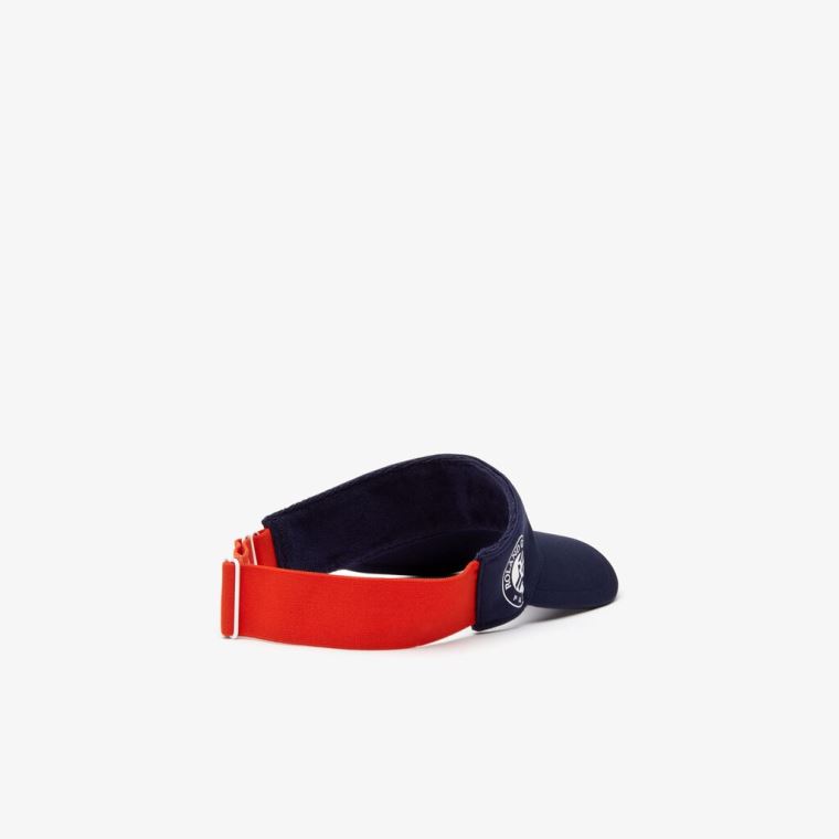 Lacoste SPORT Roland Garros Two-Tone Piqué Visor Sötétkék Kék Piros Fehér | o9WDyRjW